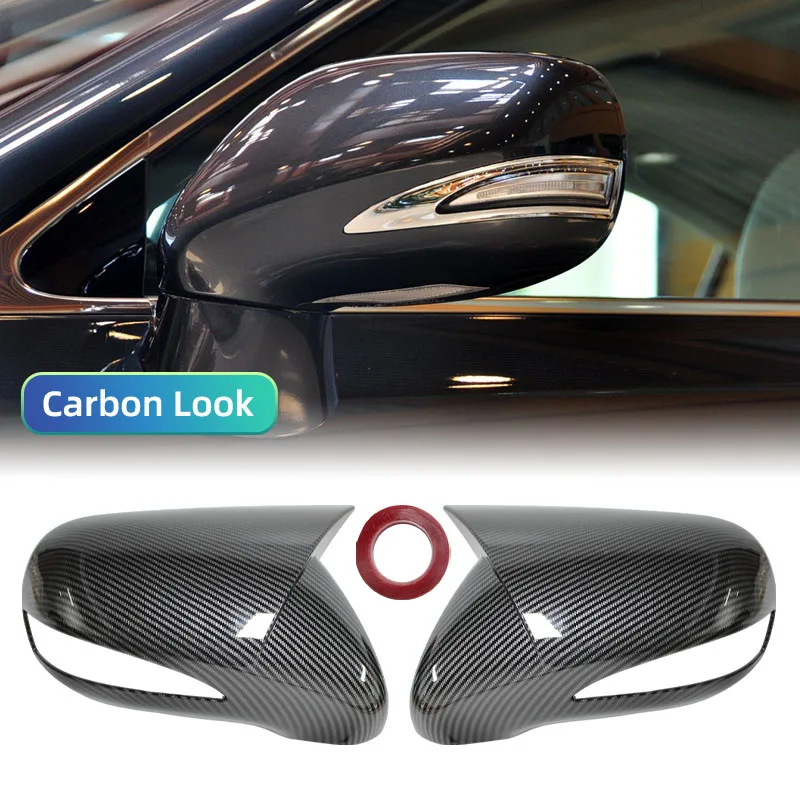 LHD 렉서스 IS350 IS250 ES350 2008-2012 M 혼 스타일 카본 파이버 글로시 블랙 윙 리어뷰 미러 커버 캡 케이스 트림 한 쌍