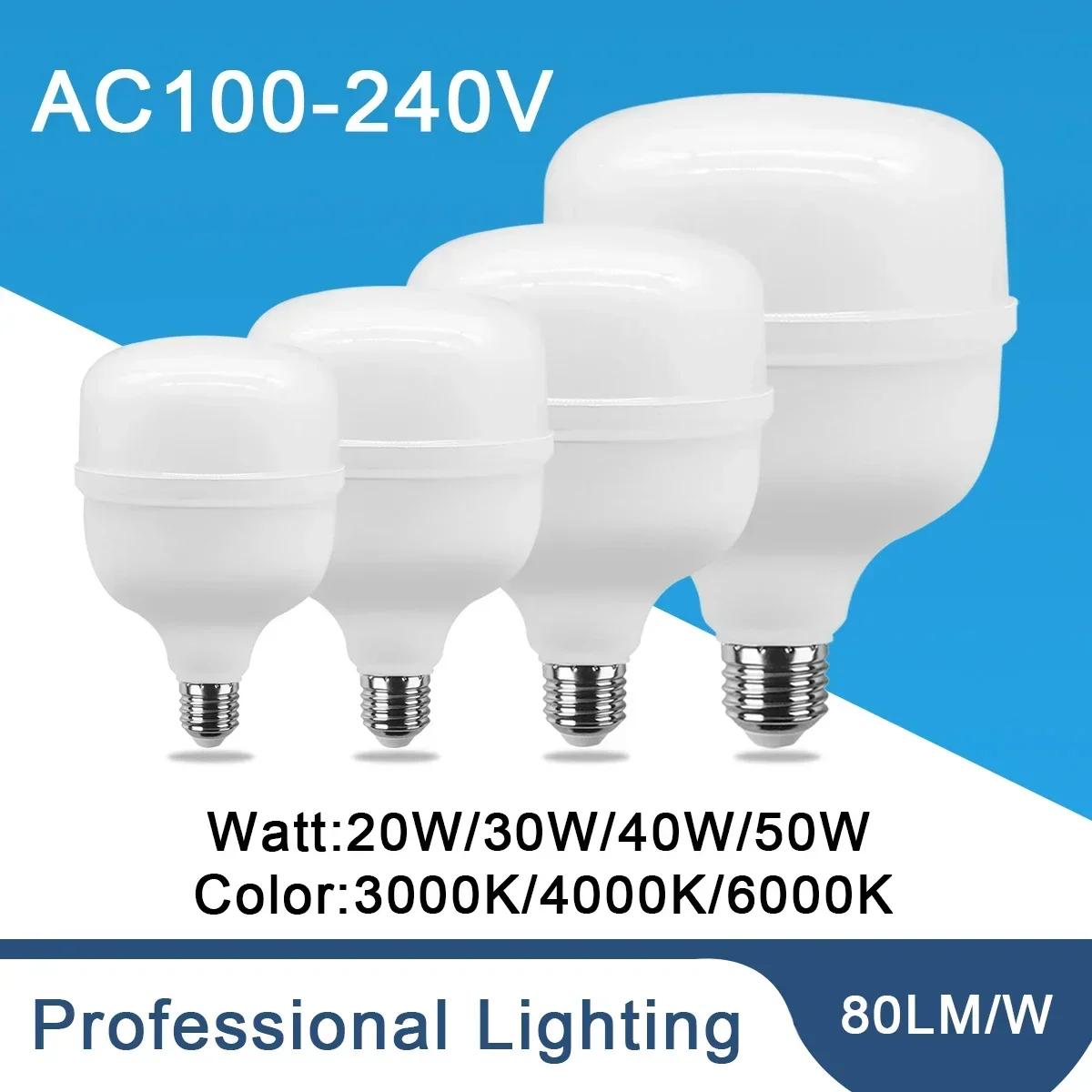 5pcs Super bright LED Bulb 50W 20W 30W 40W AC 110V 220V E27 LED lamp Bulb LED Light Bombilla Lighting Lamp for home derection