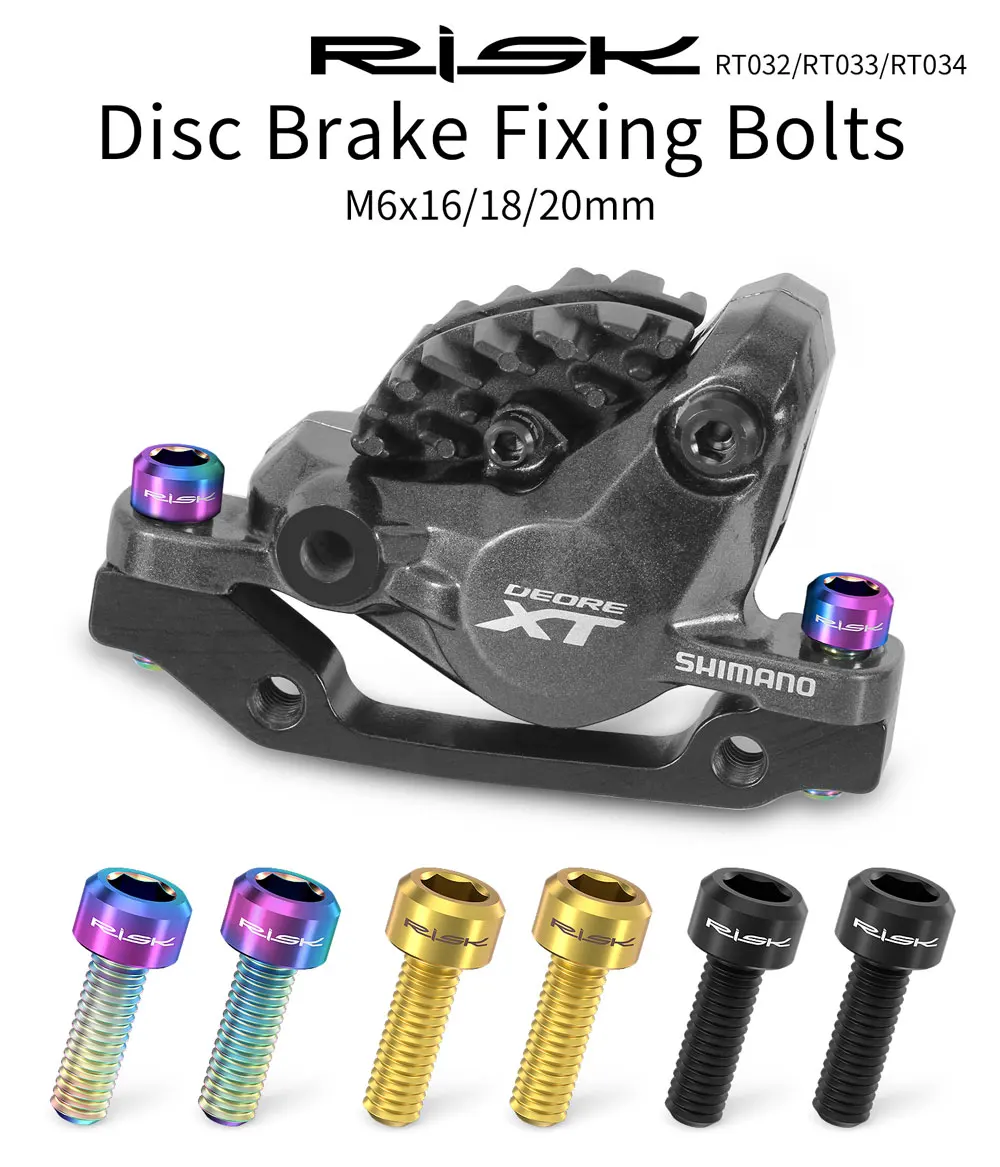 RISIKO 4PCS M6x16/18/20mm Fahrrad Scheibenbremse Feste Schrauben mit Unterlegscheibe Titan Mountainbike Bremssattel Klemme – Detail 1