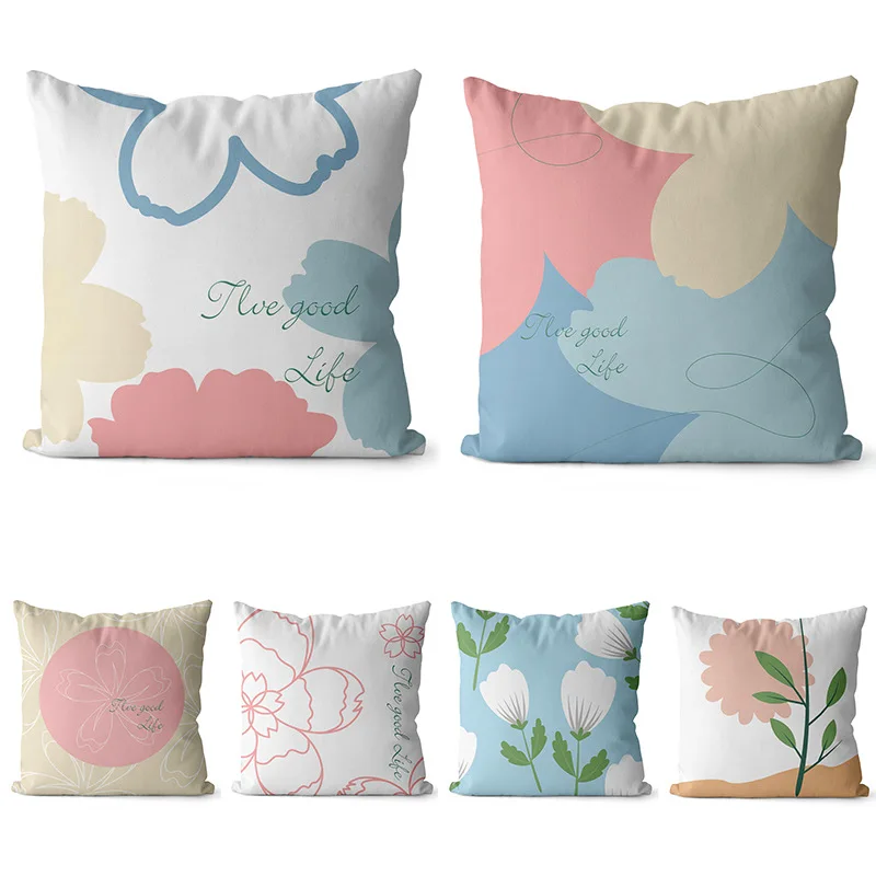 

Customizable Pink Blue Flower Rose Tulip Pillowcase Garden Chair Sofa Home Decor Nordic Checkerboard Pillowcase