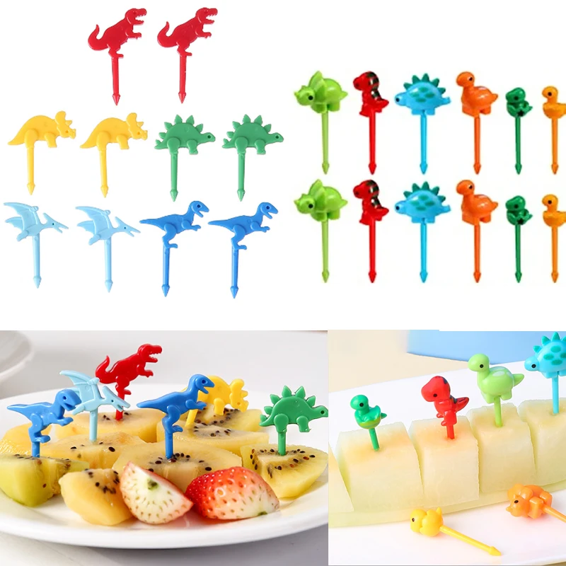 Children's Dinosaur Food Pick Selection of Cartoon Animal Fruits Mini Bento Fork Lunch Box Decoration Accessories fruit fork food picks