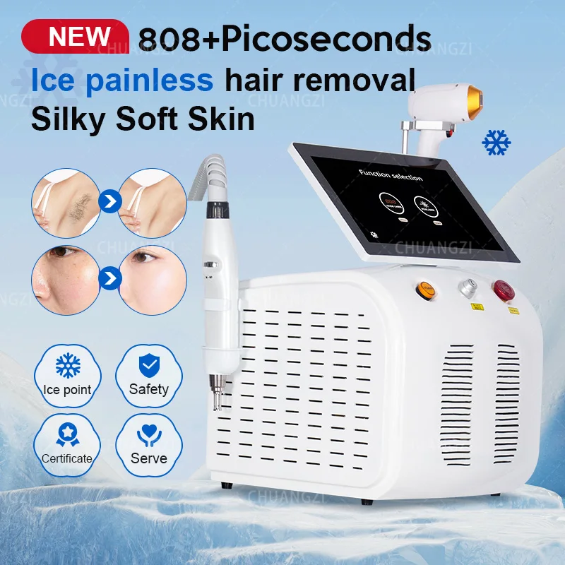 Máquina de Depilación Soprano Diode Picotech 2 en 1, Depilación SHR, Eliminación de Tatuajes, Dispositivo de Belleza Profesional de Titanio con Hielo