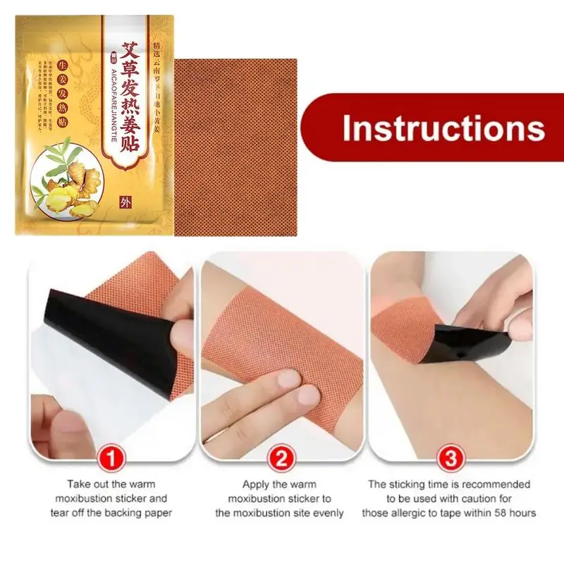 Ginger Patch Self-Heating Natural Plant Extracts Heat Compresses To Relieve Discomfort Improve Fatigue Lower Back 50/100pcs
