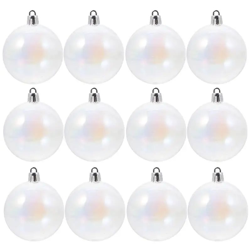 12 piezas de bolas de Navidad rellenables para decoración navideña, adornos colgantes para árbol de Navidad, decoración de plástico transparente para bricolaje