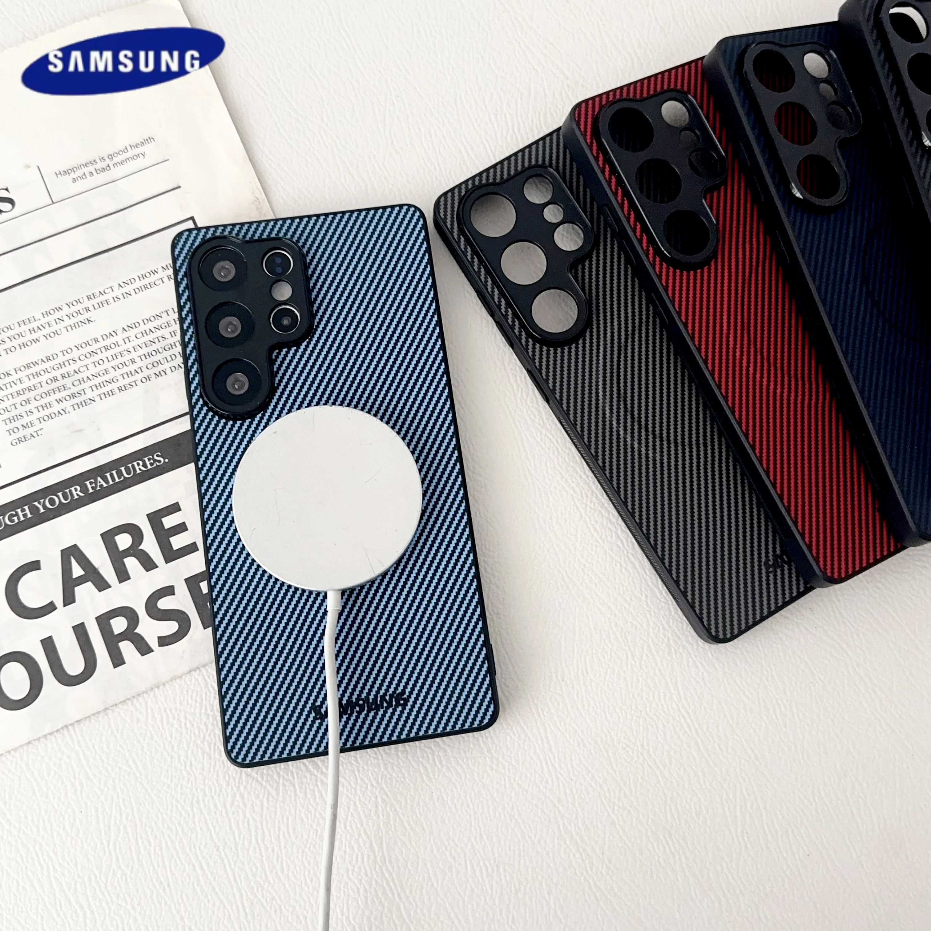 Carbon Fiber Magnetic Matte Bumper Case with MagSafe Compatibility