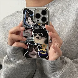 Cute Cool Cartoon Sunglasses Cat Phone Case with Electroplated Frame Cover - iPhone 12 Pro (A)