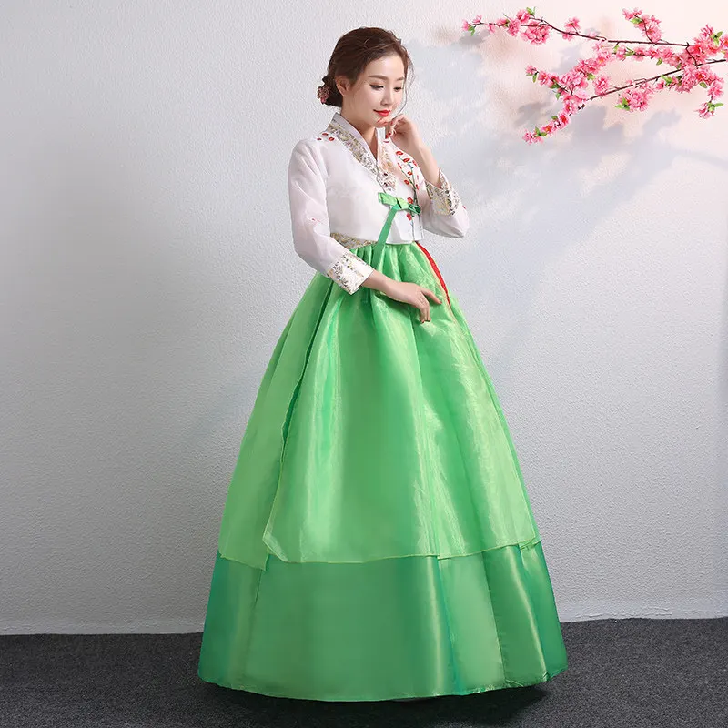 Hanbok Coreano Tradizionale Donna - Vestito Asiatico In Satin Per Esibizioni E Cerimonie - Foto 3