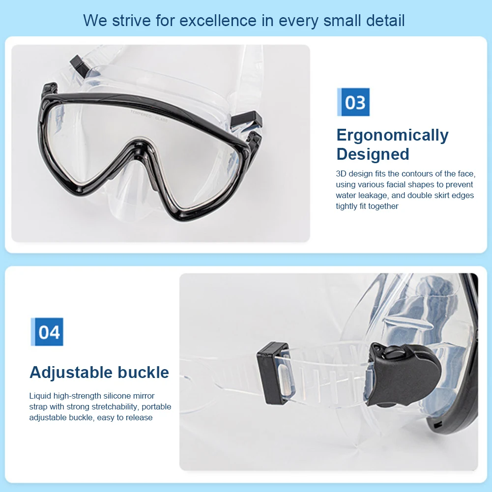 Scuba Diving Mask with Nose Cover Scuba Mask Silicone Skirt Snorkeling Wide View Swimming Goggles for Adults