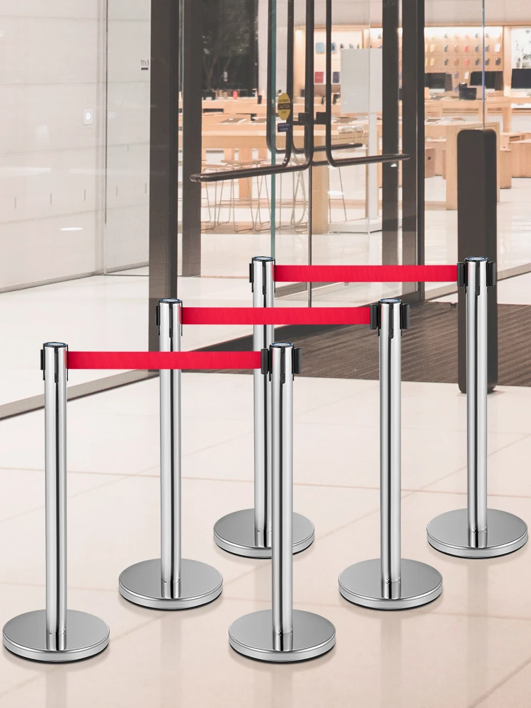 SucceBuy 2/3/6/8 Pcs Belt Stanchion Crowd Control Barrier Stainless Steel Queue Pole Retractable Belt for Bank Airport Stadium