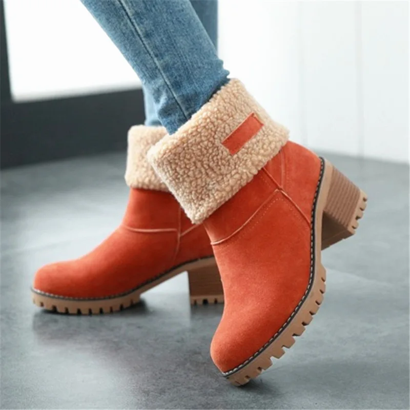 

Wnfsy Women Boots Female Winter Shoes Fur Snow Boots Anti-slip Warm Plush Women Large Size High Heel Ankle Boots Botas De Mujer