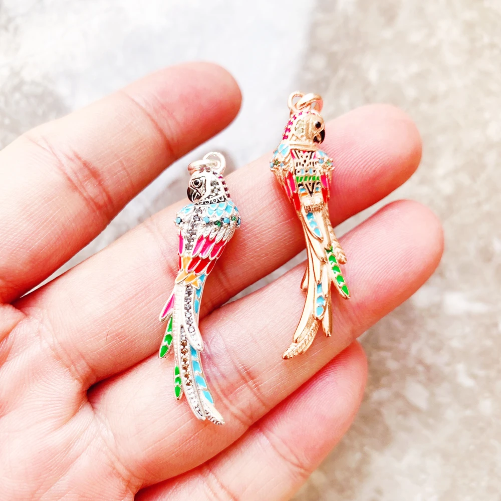Pendants Colourful Parrot,Spring New Jewelry 925 Sterling Silver Accessorie Jungle Gift For Women