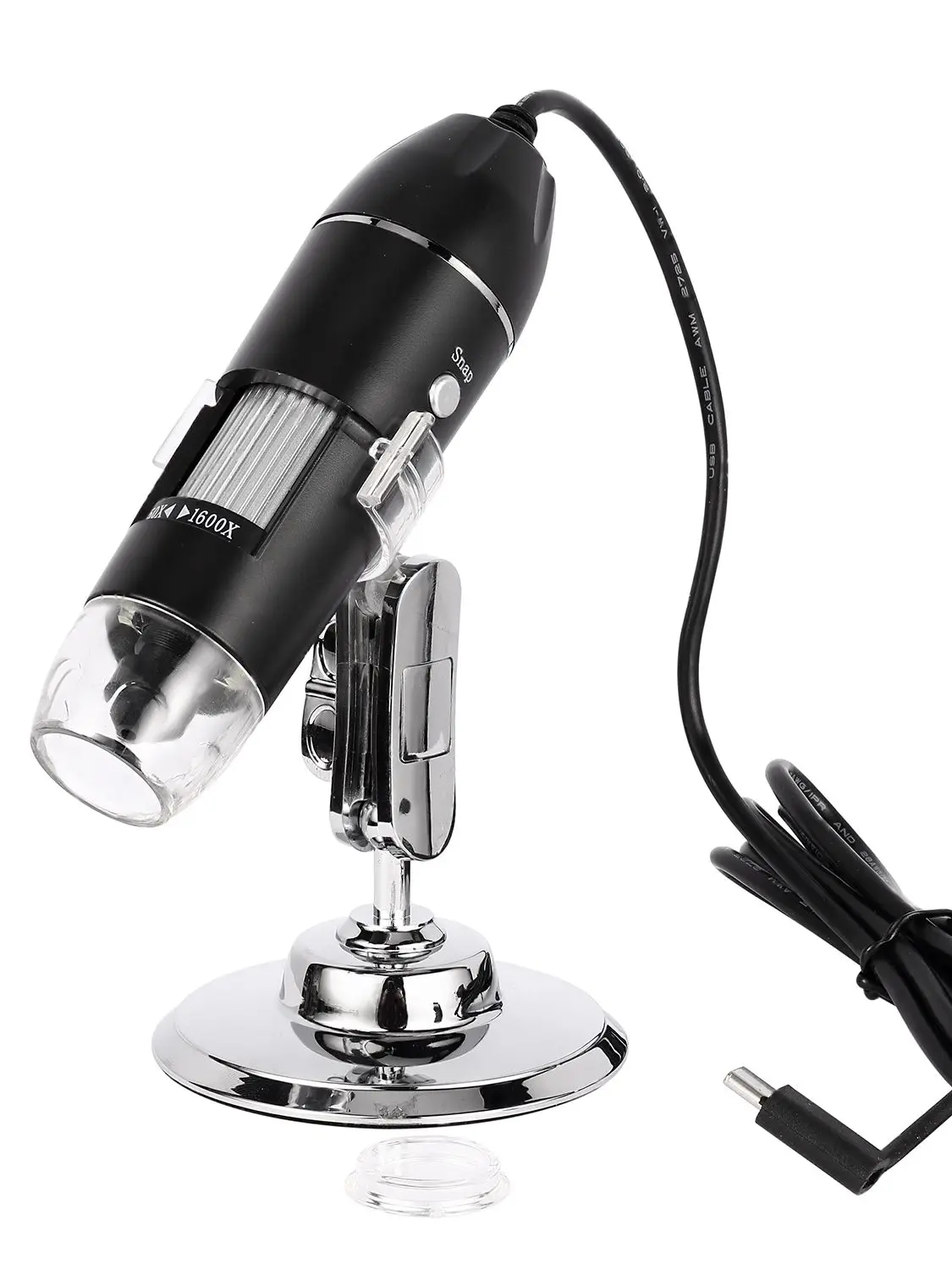 Microscópio digital 3 em 1 Tipo-C USB 1600X em 8 LEDs de luz