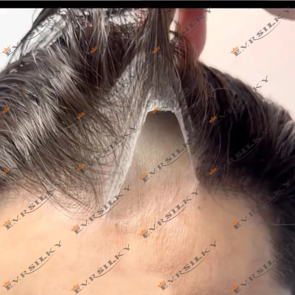 Natural Hairline 0.02mm Ultra Thin Skin Invisible Base Mens Toupee 80% Density Grey Male Human Hair Capillary Prosthesis System human hair toupee