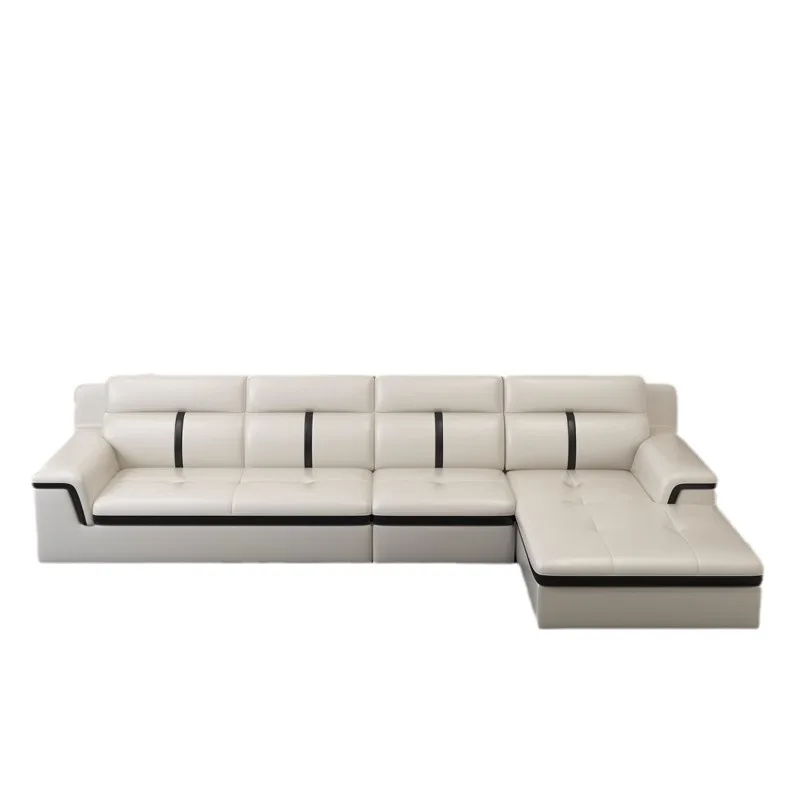 Genuine leather sofa top layer cowhide large and small apartment simple modern leather sofa set