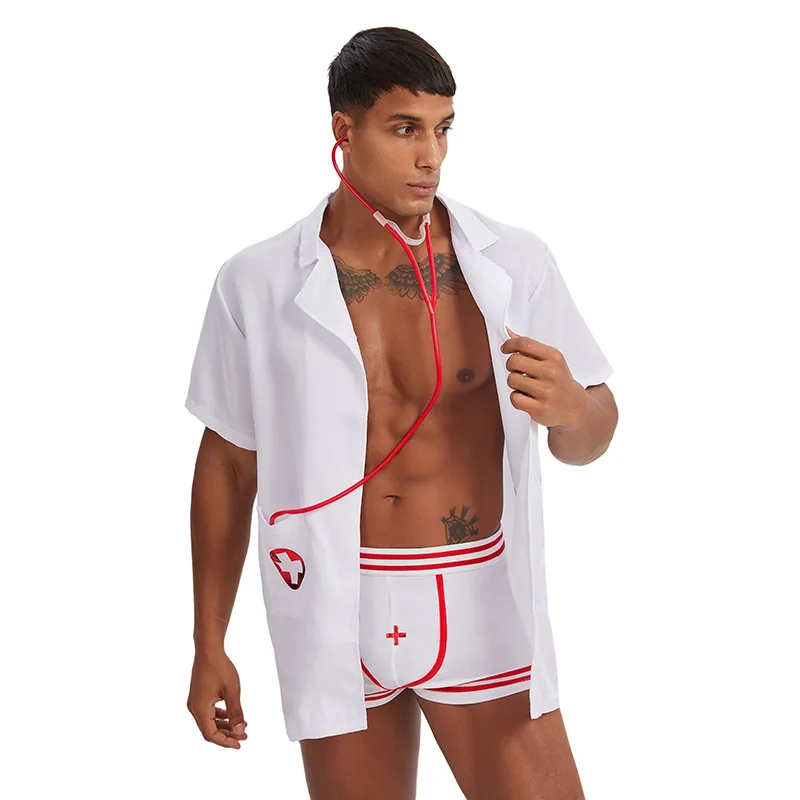 11 Style Club Sailor Police Bandage Bodysuit Hat Set Sexy Lingerie Short Pants Men Role-Playing Uniform Fireman Cosplay Costume