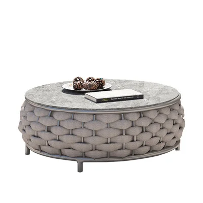 Juego de salón de jardín al aire libre, sillas y mesa de cuerda tejida con marco de aluminio, juegos de muebles de Patio modernos de lujo