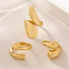 88109-cb13a8.jpg 3 pièces/ensemble Vintage couleur or goutte d'eau anneaux pour les femmes mode créative métal lisse géométrique réglable anneau ouvert bijoux