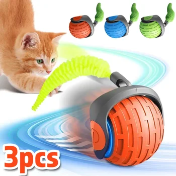 Cat Interactive Ball Rechargeable Smart Pet Electric Toy 3 Mode Automatic Rolling Ball Simulated Tail Dog Cat Training Teaser 1
