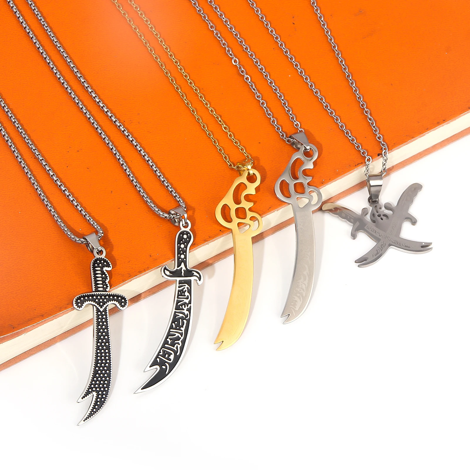 Imam Ali Sword Religious Rapier Decoration Necklaces Stainless