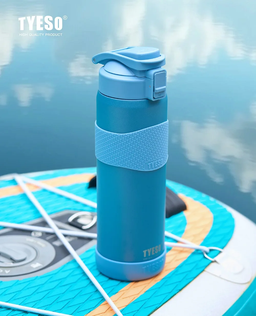 TYESO Vacuum Insulated Bottle 304 Stainless Steel Portable Sports Water Bottle with Straw for Travel Cycling& Outdoor Activities