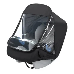 Transparent EVA Baby Stroller Rain and Dust Cover with Double Zipper (Black)