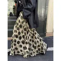 Green Dot Skirt Women Elegant Vintage High Waisted Holiday Beach Skirt A Line Skinny Sprint Tie Dye Pretty Style Skirt Summer