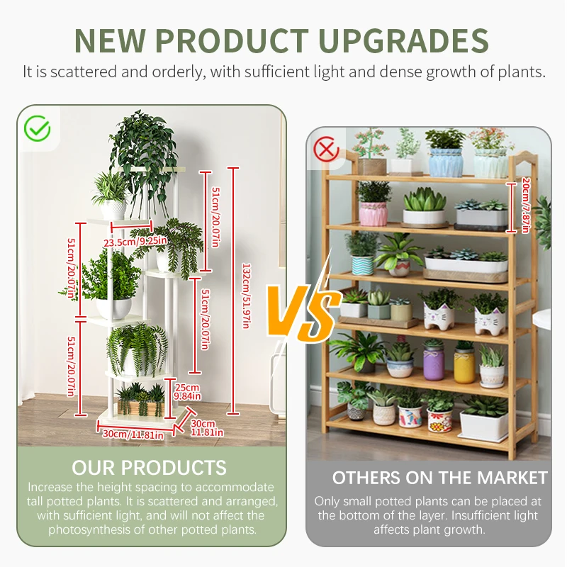 Plant Stand Pot Rack Wooden Shelf Stand For Flowers Balcony Display 4/5/6 Layer Flower Multiple Flowerpot Holder Organizer storage rack plant stand wooden flower shelf