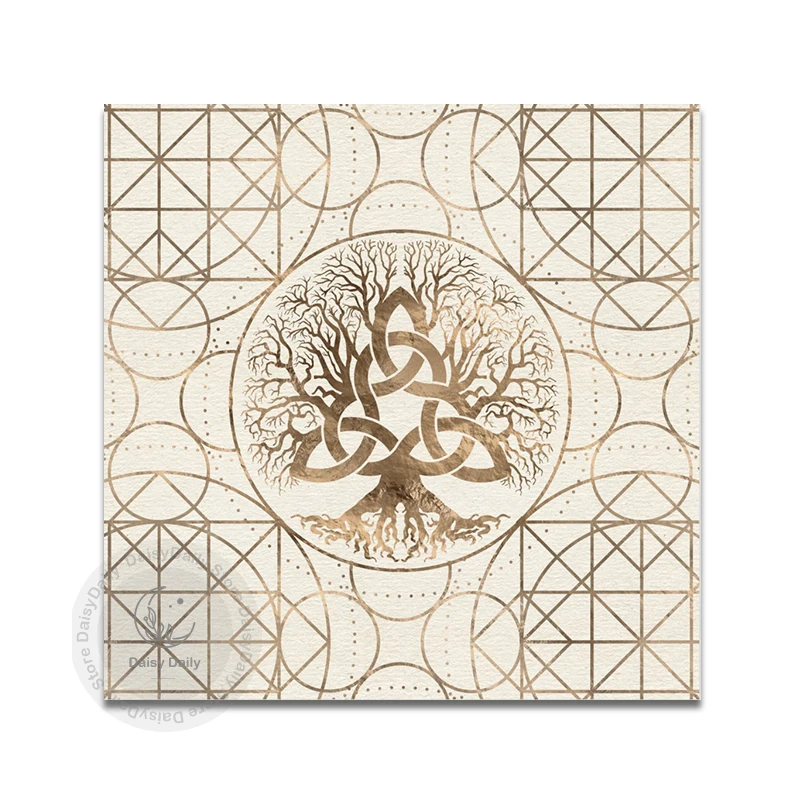 Tree of Life Pendulum Divination Altar Tablecloth Board Game Tarot Pad Rune Table Cloth Astrology Oracles Board Game Mat Square 6