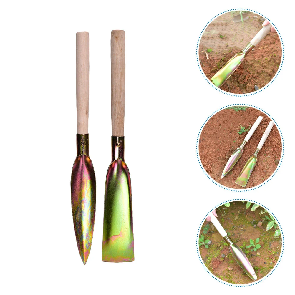 2 Pcs Small Flower with Wooden Handle Garden Tool Plant Electric Household Planting Child Gardening