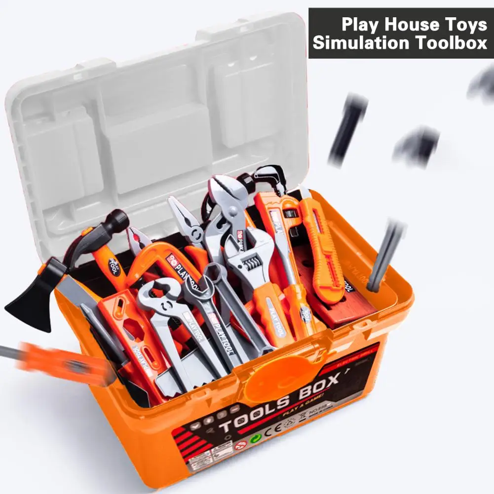 Play House Toys Simulation Large Capacity Toy Storage Interactive Kids Electric Tool Box Set with Chainsaw for Pretend for Boys