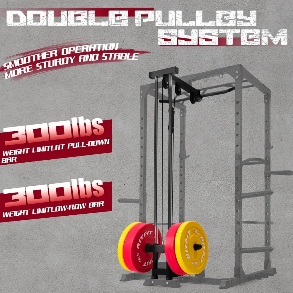 All-in-One Squat Rack for Home Gym, PPC02C Multi-Function 1000 LBS Capacity Power Cage with LAT Pulldown, Pulley System，Dip Bar
