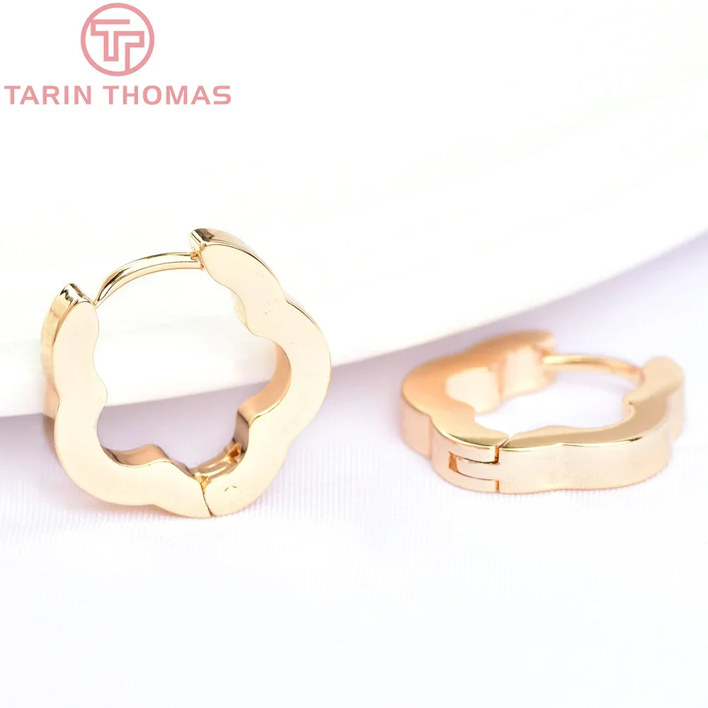 

Латунные серьги-кольца в форме цветка, 4 шт., 16 мм, 24 кар