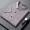 New Men's Business Casual Short Sleeved Printed Shirt with Wrinkle Resistance No Ironing Comfortable All Season Versatile Top 5