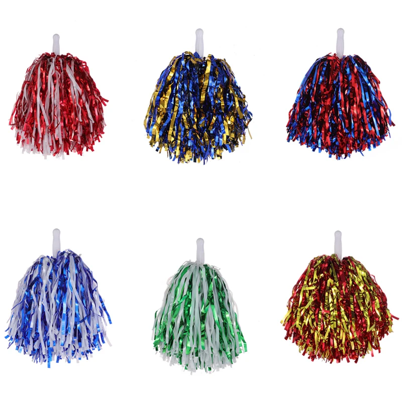 Cheerleading Pom Poms With Handle Cheer Balls Gold Yellow Pink Red Green Blue for Hand Dance Women Girl Kids Pompoms Accessories cheerleading pom poms