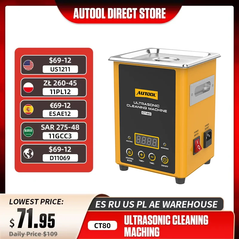AUTOOL 2L Ultrasonic Cleaners with Timer and Heater 40kHZ Ultrasonic ...