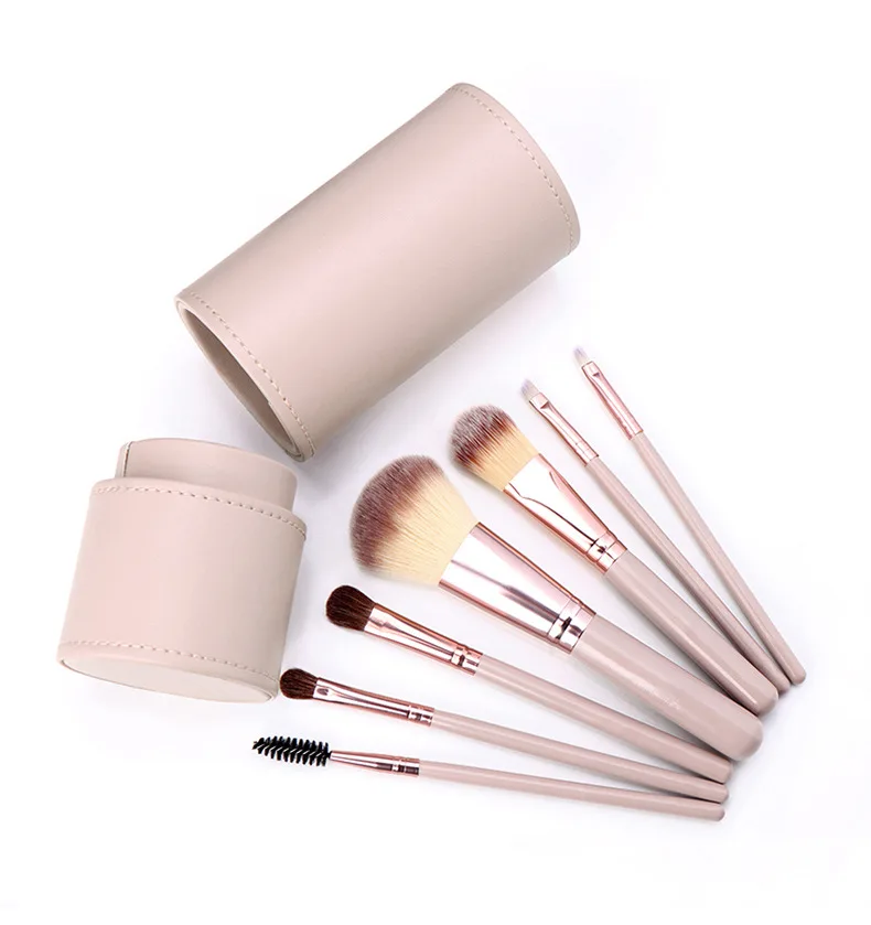 7PCS Horsehair Makeup Brush Set with Brush Holder Eyeshadow Blush Powder Highlighter Contouring High End Makeup Tool Combination