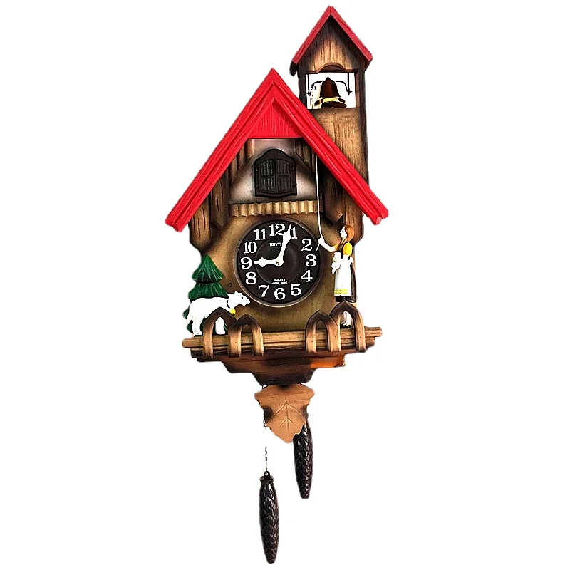 

Cuckoo Digital Wall Clock, Battery Powered, Pendulum, Wall Clock, Decoration, Aesthetic Wooden Watch, Furniture for Rooms