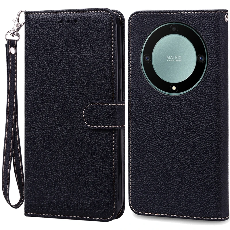Luxury Leather Flip Wallet Cover for Honor X9A 5G - Premium Silicone Protection