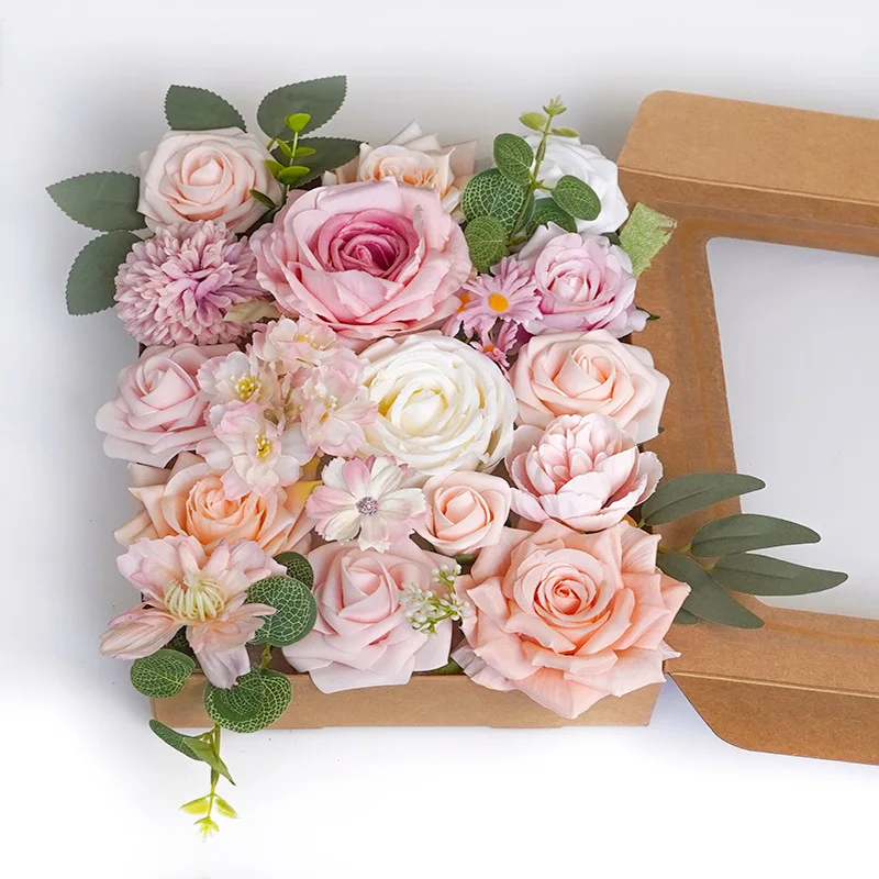Yannew Künstliche blaue Seidenblumen-Kombi-Box-Set mit Stielen für selbstgemachte Hochzeitstorte, Brautsträuße, Party, Tischdekoration – Detail 31
