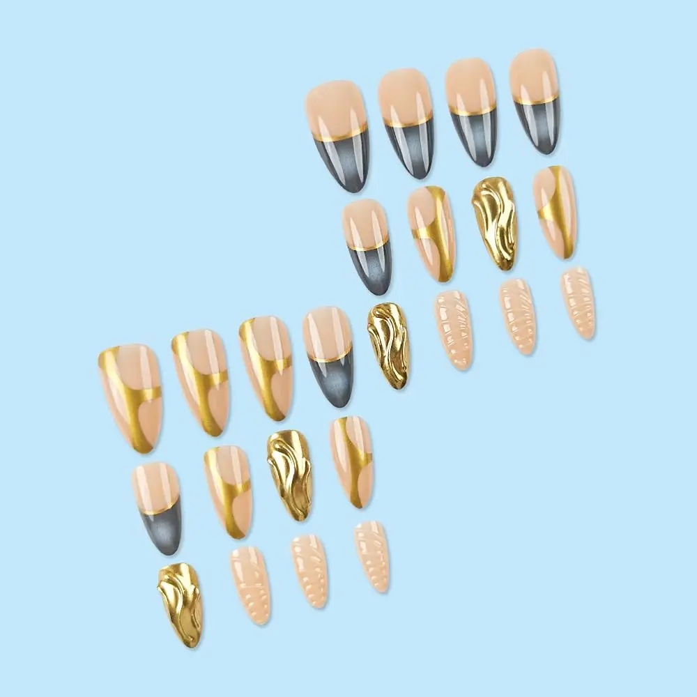 24/30PCS/BOX 3D Flower Bow Love Full Cover False Nail with Jelly Stickers Leopard Print Fake Nail Press on Nails For Women Girl