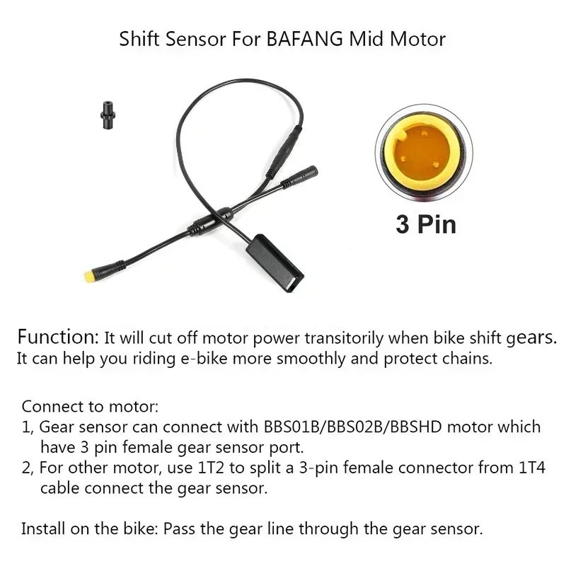 BAFANG-Cable de programación USB, Sensor de engranaje, Sensor de freno, y-splitter 1T2, rueda de cadena para Motor de bicicleta eléctrica Bafang BBS01B BBS02B
