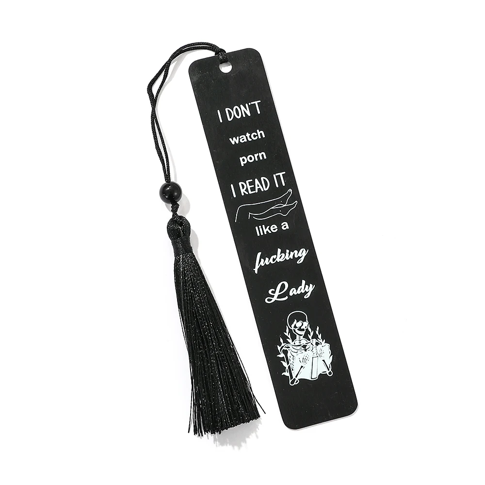 Creative electrophoretic black high-end skull text bookmark/exquisite packaging gift box stainless steel metal bookmark, learnin