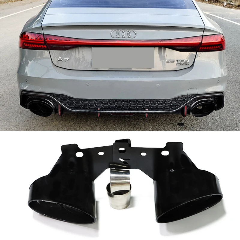 1PairStainlessSteelCarExhaustTipForAudiA7S7MufflerTipUp