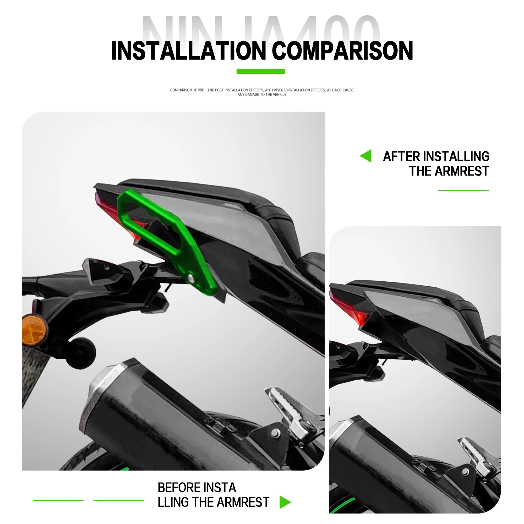 Kawasaki NINJA400 Z400 2018 2019 2020 2021-2025 수정 된 오토바이 NINJA400 테일 팔걸이 모토 크로스 리어 윙 리어 핸드 레일
