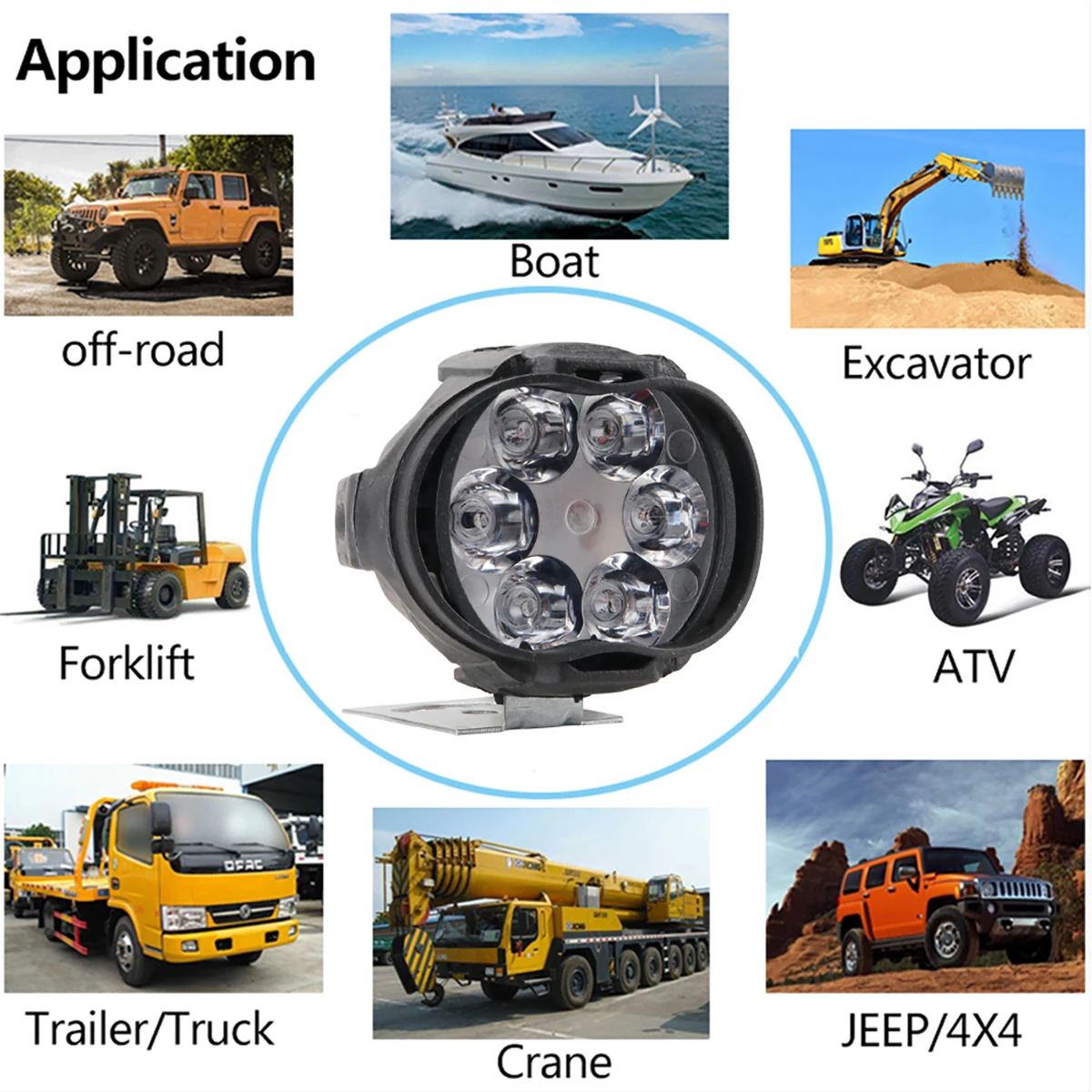 รูปสินค้า ไฟหน้า LED 6 ดวง สปอตไลท์กันน้ำ สำหรับรถจักรยานยนต์