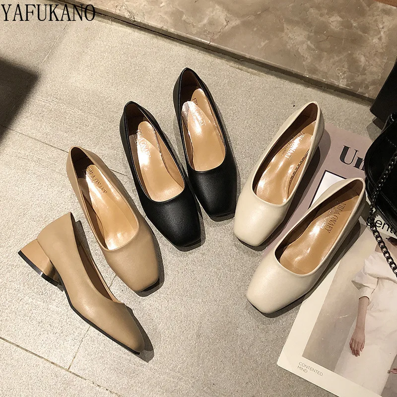 Low Heel Square Toe Pumps Work Shoes Women Office Women's Low Heel