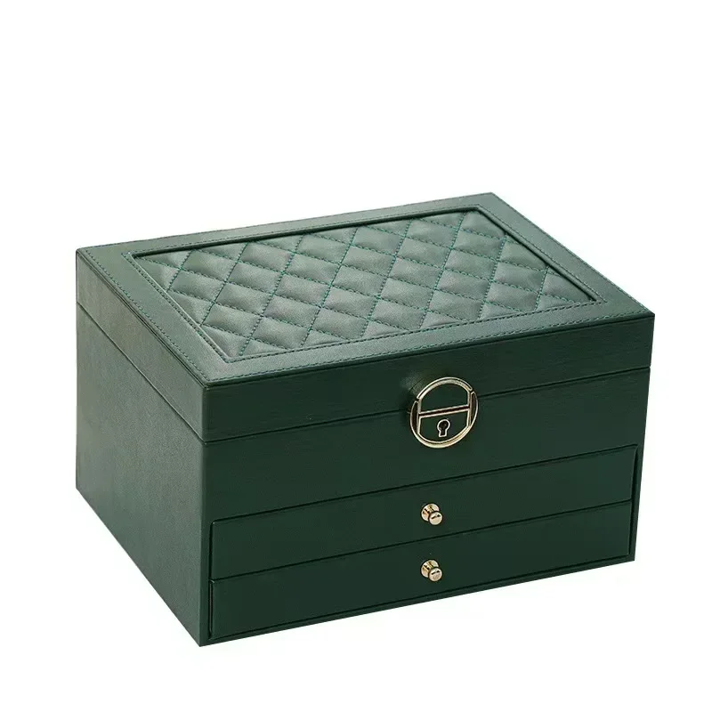 Three-layer Large-capacity Box with Compartments for Necklaces, Bracelets, Rings, Watch Storage, and Earrings and Jewelry Box
