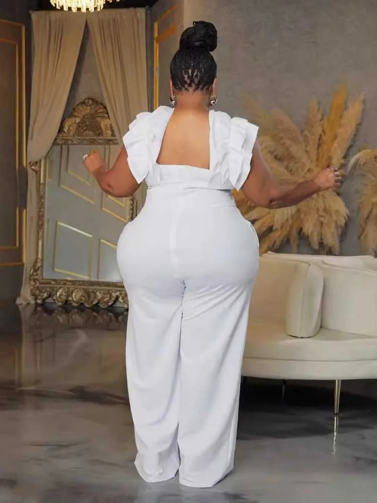 Women Elegant Long Jumpsuits One Piece Outfits Female Jumpsuit Solid Backless Streetwear Zipper Plus Size Summer Jumpsuit Pant 2