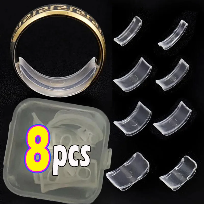 8 Pz/Scatola Silicone Invisibile Trasparente Anello Ridimensionatore Anelli Sciolti Anello Riduttore Sizer Misura Qualsiasi Anello Strumenti Gioielli 