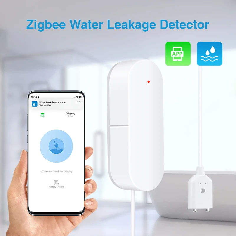 Ewelink Zigbee3.0 물 센서 알람, 누수 감지기, 홍수 경고, 범람 보안 경보 시스템, Zigbee 게이트웨이 작동